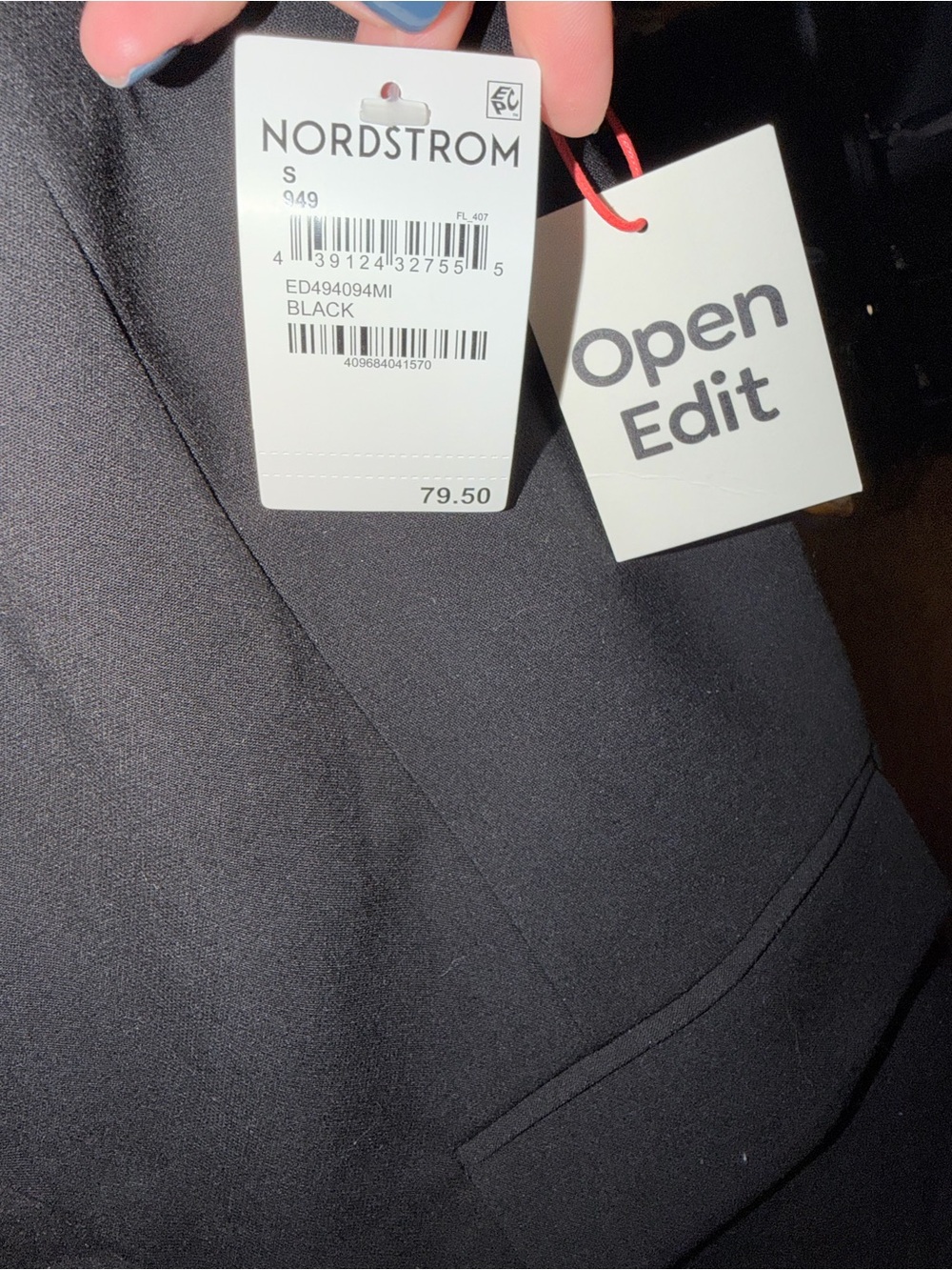 Nordstrom Black Sleeveless Blazer Vest - Picture 3 of 3